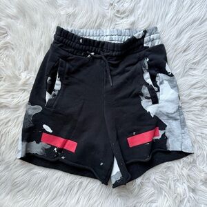 Off-White Liquid Spots Shorts Pullon Sweat Gym Workout Streetwear Athletic Rare